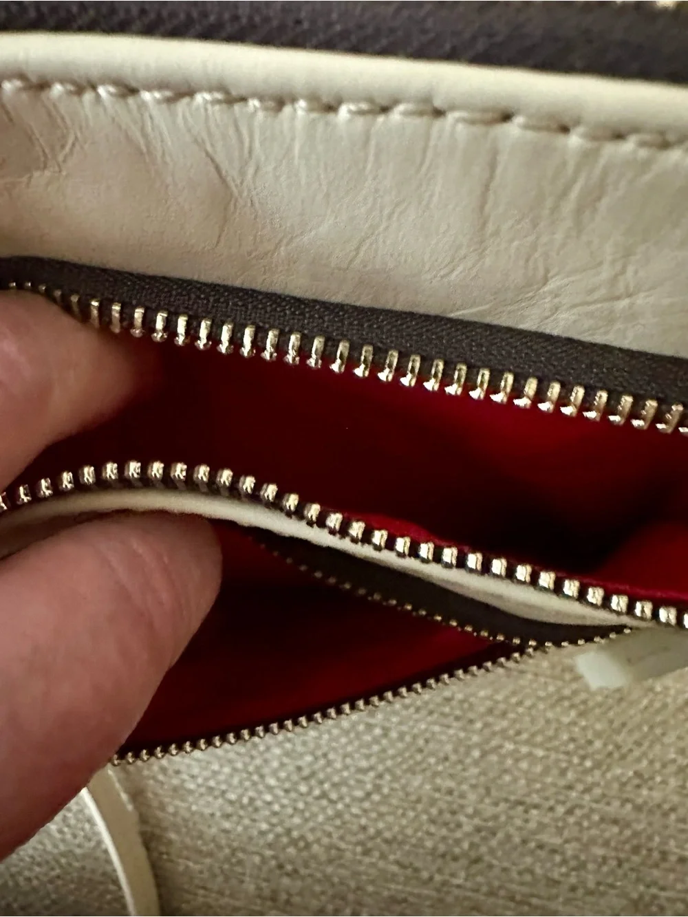 Dooney & Bourke Cream Triple-Zip Leather Crossbody